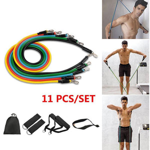 11 pcs 5 Stackable Resistance Bands Set Latex Pilates