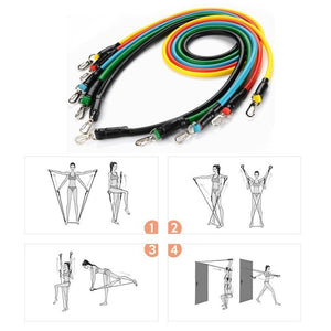 11 pcs 5 Stackable Resistance Bands Set Latex Pilates