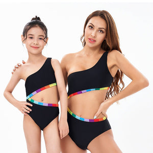 Black One-piece Sexy Mommy And Me Swimsuit