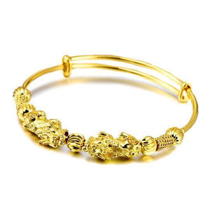 Double Pixiu Gold Wealth Bangle