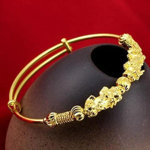 Double Pixiu Gold Wealth Bangle