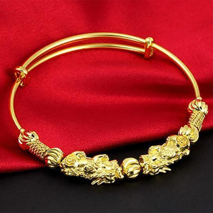 Double Pixiu Gold Wealth Bangle