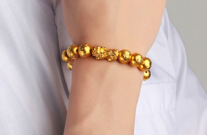 Gold Pixiu Wealth Mantra Bracelet