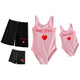 Family Matching Heart Printed Swimsuits