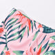 Family Matching Pink Plants Printed Swimsuits