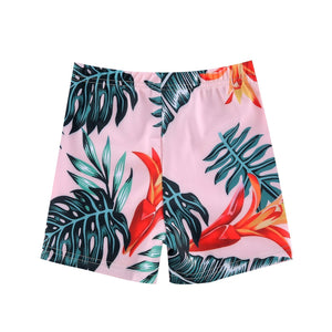 Family Matching Pink Tropical Plants Swimsuits