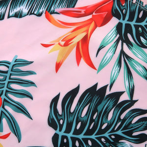 Family Matching Pink Tropical Plants Swimsuits