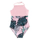 Family Matching Pink Tropical Plants Swimsuits