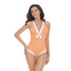 Color Block Wrap Deep V One-Piece Swimsuit