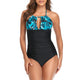 Halter Print Deep V One-Piece Swimsuit