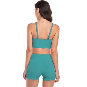 Drawstring Top With Boxer Shorts Bottoms Swimsuit