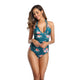 Halter Print Deep V One-Piece Swimsuit