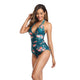 Halter Print Deep V One-Piece Swimsuit