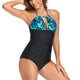 Halter Print Deep V One-Piece Swimsuit