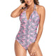 Halter Print Deep V One-Piece Swimsuit