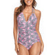 Halter Print Deep V One-Piece Swimsuit