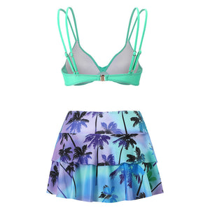 Floral Bikini Set & High Waisted Swim Skirt