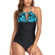 Halter Print Deep V One-Piece Swimsuit