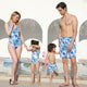 Family Matching Blue Plants Printed Swimsuits