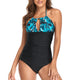 Halter Print Deep V One-Piece Swimsuit