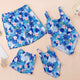 Family Matching Blue Plants Printed Swimsuits