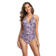 Halter Print Deep V One-Piece Swimsuit