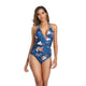 Halter Print Deep V One-Piece Swimsuit