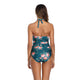 Halter Print Deep V One-Piece Swimsuit