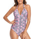 Halter Print Deep V One-Piece Swimsuit