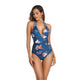 Halter Print Deep V One-Piece Swimsuit