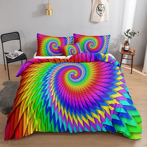 3D Vortex 3-Piece Duvet Cover Set Hotel Bedding Sets Comforter Cover with Soft Lightweight Microfiber,1 Duvet Cover, 2 Pillowcases for Double/Queen/King(1 Pillowcase for Twin/Single) coverlet