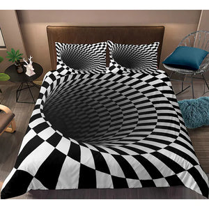 3D Vortex 3-Piece Duvet Cover Set Hotel Bedding Sets Comforter Cover with Soft Lightweight Microfiber,1 Duvet Cover, 2 Pillowcases for Double/Queen/King(1 Pillowcase for Twin/Single) coverlet