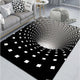 3D Vortex Optical Illusion Rug Round Area Rug Black Carpet Illusion Flannel Rugs Black and White Ultra Soft Non-Slip Rug for Room Deco